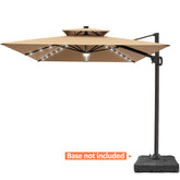 Pellebant 11x9ft Aluminum Dual Top Crank Cantilever Patio Umbrella with Lights